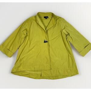 Sun Kim Jacket Asymmetric Button Front Chartreuse Lagenlook Size Large USA